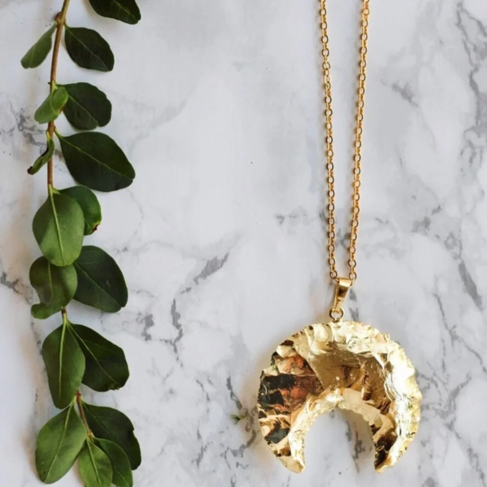Gold Plated Half Moon necklace - Picture 2 of 3
